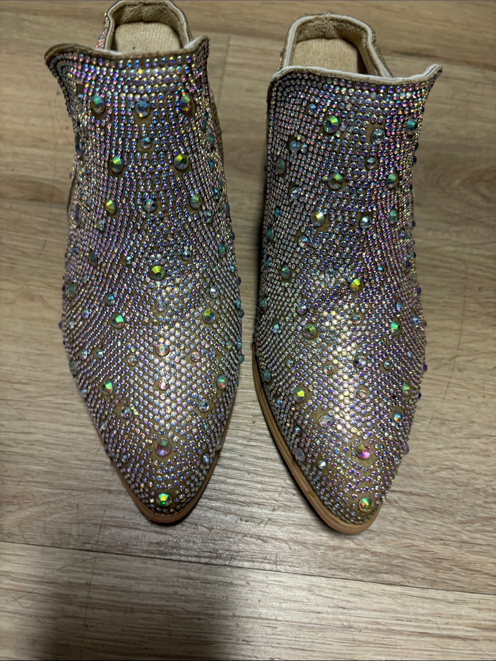 Embellished Iridescent Crystal Bootie - Women